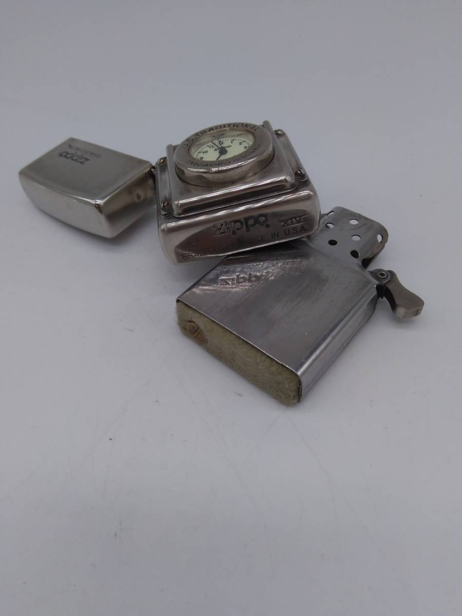 Zippo　ジッポ　使用済　時計動作未確認　1998年　時計付きライター　U.S.TRADITIONAL