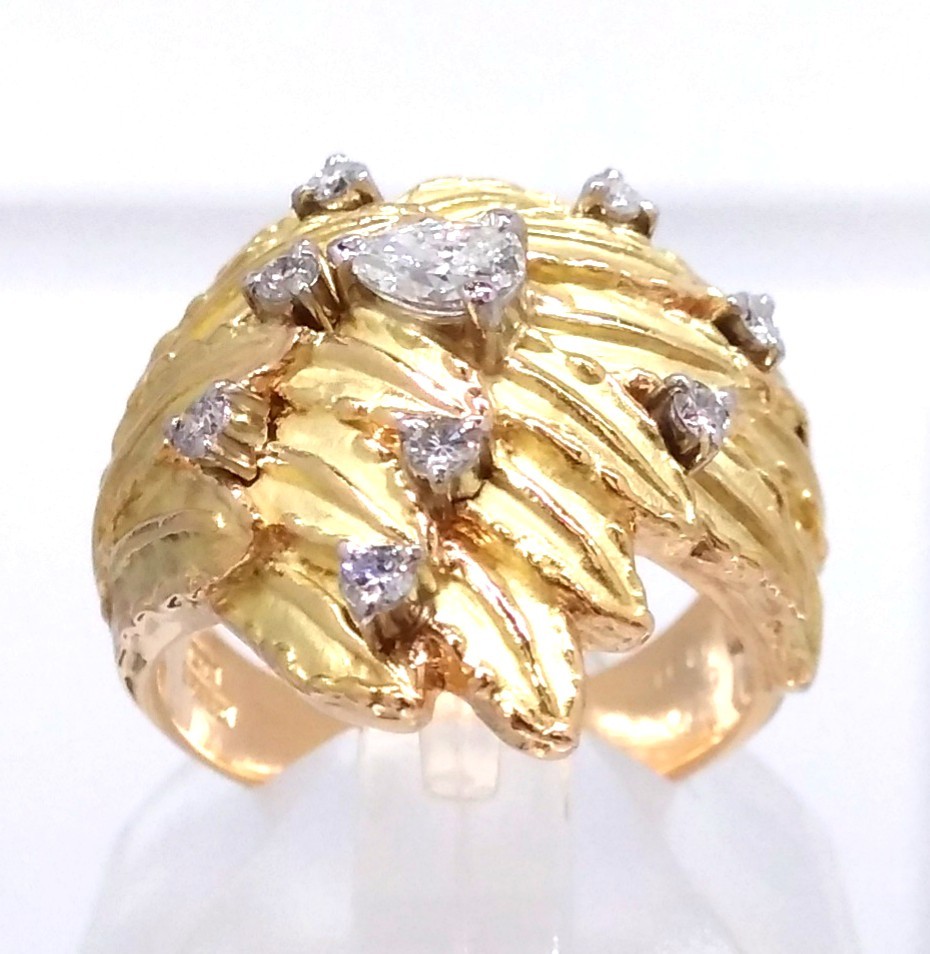 【新品仕上げ済】 Pt900 K18 ダイヤモンド 0.17ct 0.19ct リング 約9号 10.7g_画像1