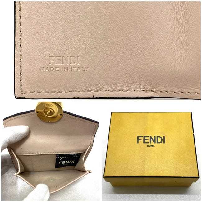 フェンディ 三つ折り 財布 ピンク ベージュ ゴールド エフイズ 8M0395 コンパクト レザー GP 中古 FENDI_画像10