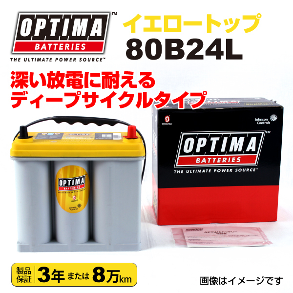 80B24L スズキ ワゴンRスティングレー OPTIMA 38A バッテリー イエロートップ YT80B24L 送料無料_画像1