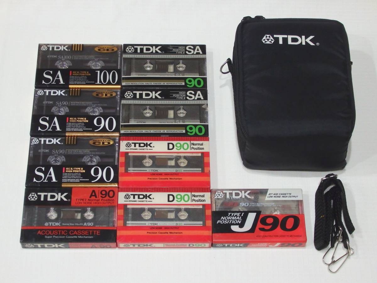 [美品ケース付] TDK SA100/90など　未開封カセットテープ9本　◆未使用品_画像2