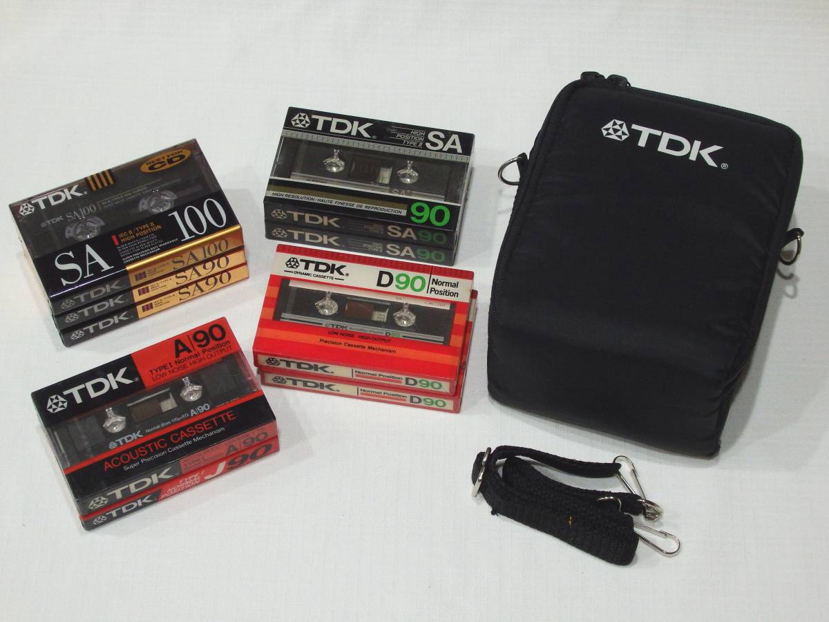[美品ケース付] TDK SA100/90など　未開封カセットテープ9本　◆未使用品_画像1