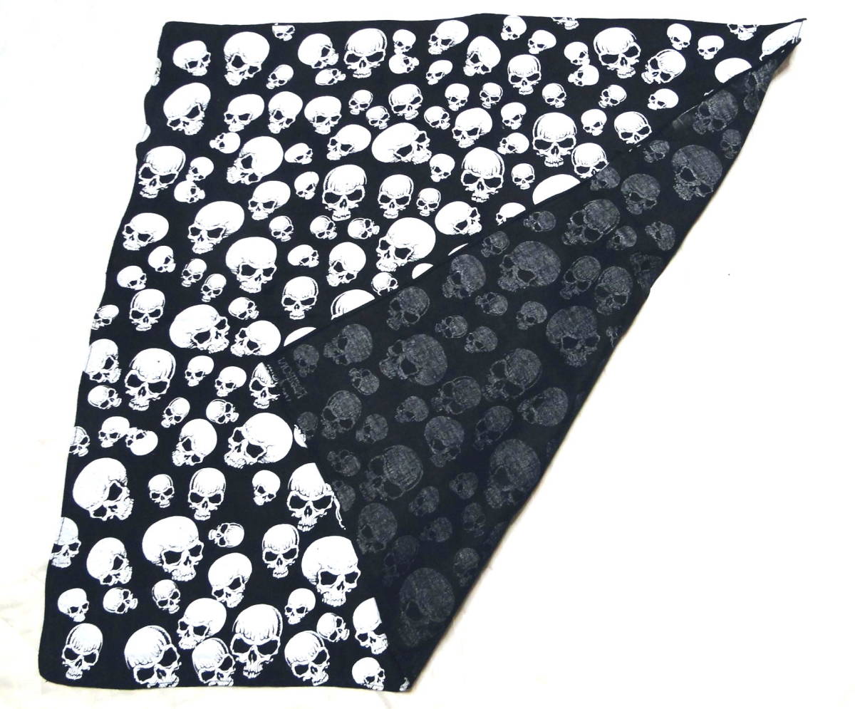  rare 90\'s fashion vi ktimFASHION VICTIM Skull total pattern bandana black /CNT100% bandana dead stock 