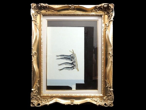 真作/佐野隆人/「干鰯」/油彩/額装品/8号/風景画/直筆サイン入り/共