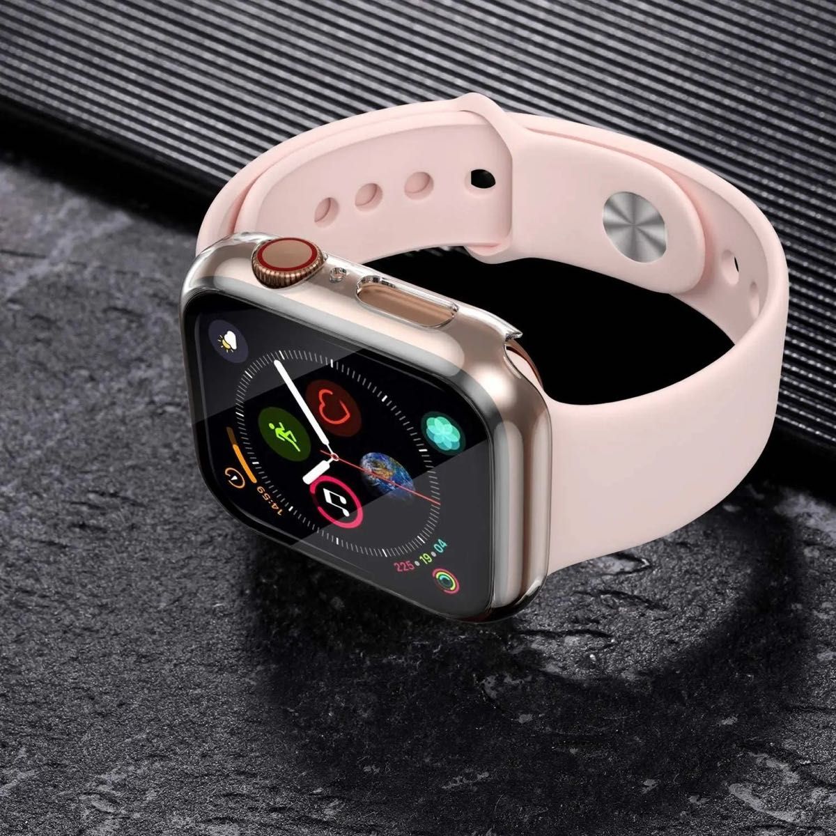 Apple Watch ケース ラバーバンド ピンク 44㎜ S 大人気