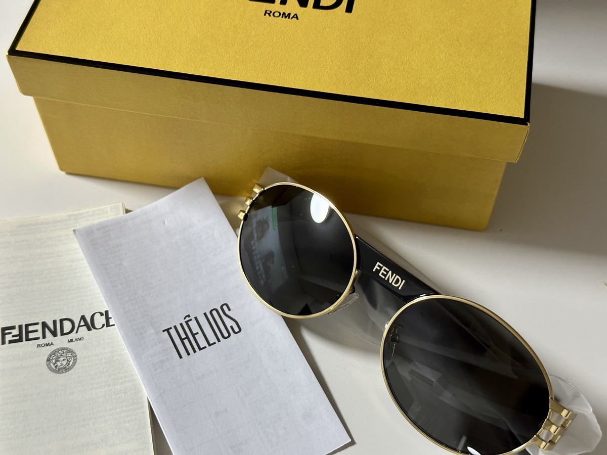 新品 FENDACE メタルサングラス FENDI VERSACE コラボ 限定 黒 フェンダーチェ 定価89,100円