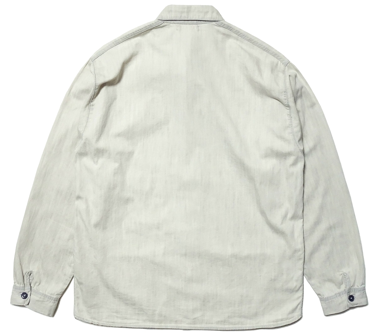 REMILLA レミーラ 【タッカーシャツ Sand Gray Lサイズ】 オーガニックコットン デニム シャツジャケット ブリーチ USED加工_USED感溢れる色合いに仕上げています