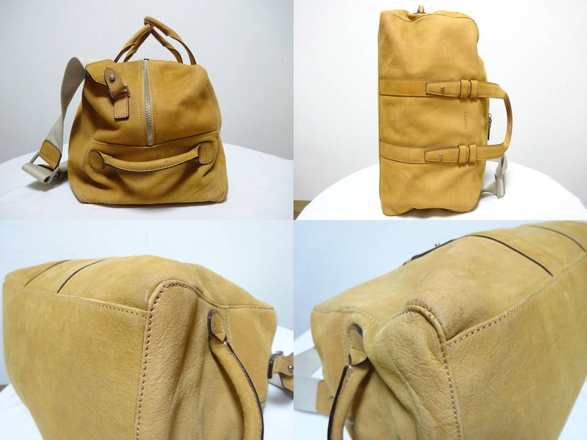 a.testonia test -nin back shrink leather Boston bag travel bag 3way Italy made Camel shoulder with strap 