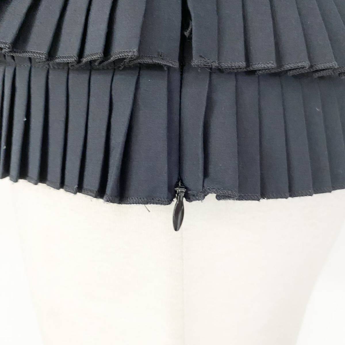 Cg2 PAULE KA ポールカ プリーツフレアトップ サイズ38 M相当 ネイビー レディース ノースリーブ 春夏 カジュアル リボン pleats flare top_画像6