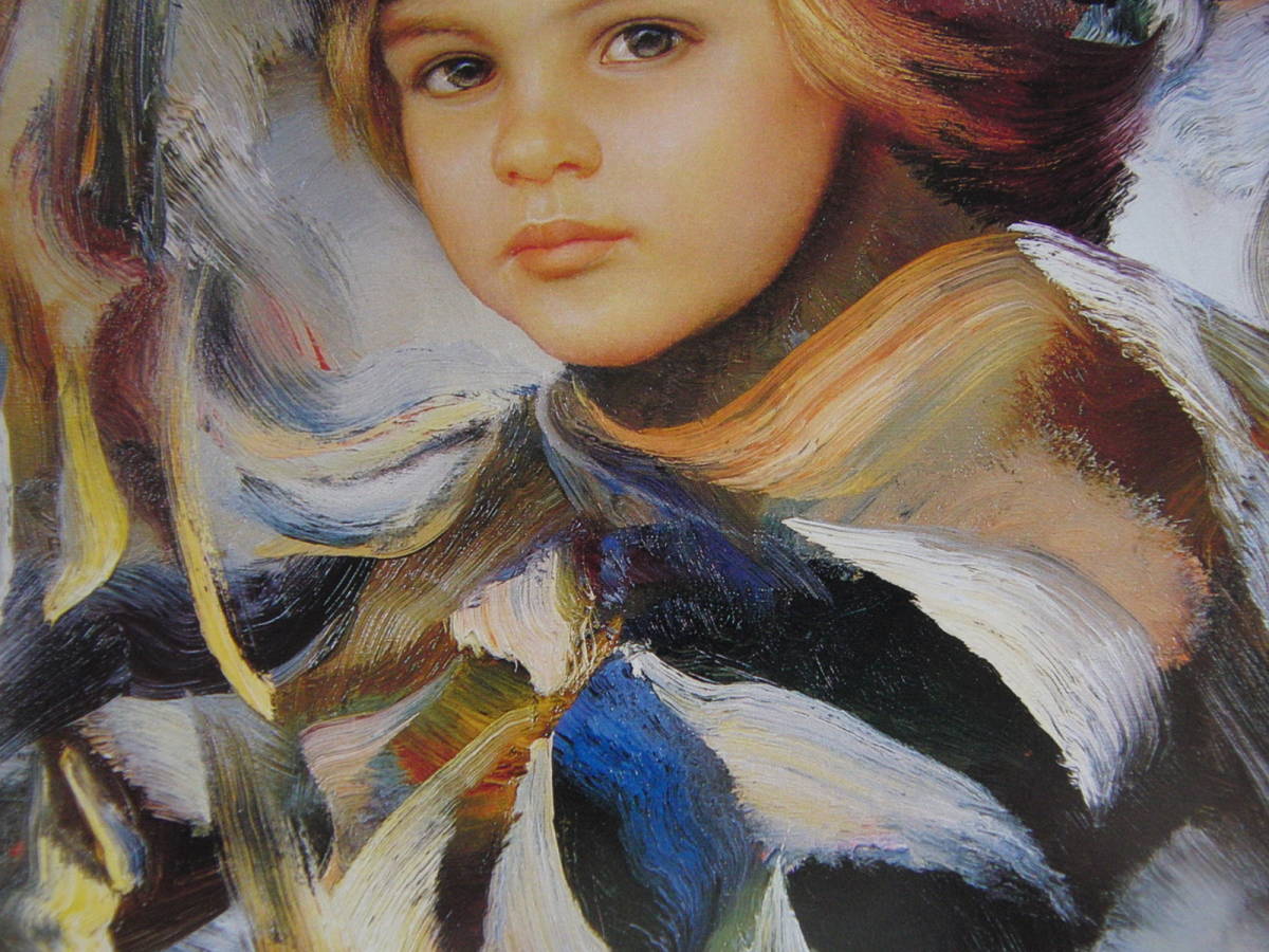 フランシスコ・マッセリア、「リボンをつけた子」、希少な画集の額装画