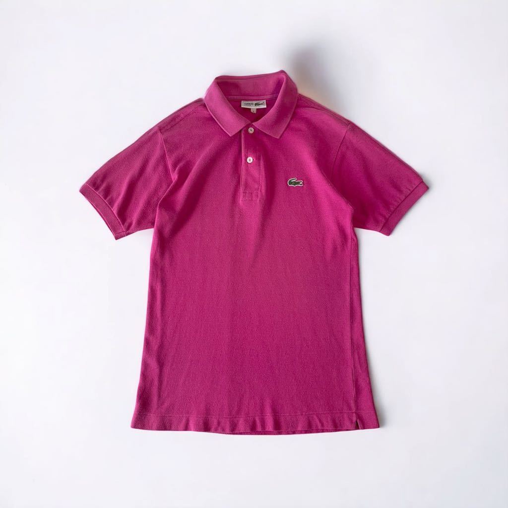 良色 80's VINTAGE CHEMISE LACOSTE ラコステ 80s 文字ワニ L-1212 ポロシャツ 半袖 鹿の子 サイズ2 ヴィンテージ 80年代 ゴルフウェア