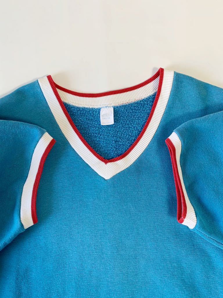 60's VINTAGE USA製 半袖スウェット Vネック リブ8センチ 60's VINTAGE USA製 半袖スウェット Vネック リブ8センチ