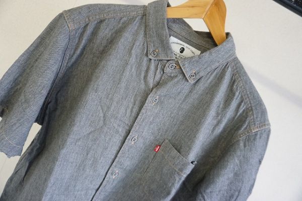 [ быстрое решение ]NITRAID Nitraid мужской рубашка с коротким рукавом Denim кнопка down серый серия размер :XL сделано в Японии [771466]