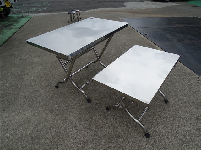 ステンレス 折りたたみ式テーブル W80×D50cm H55cm 防錆耐荷重120kgアウトドア キャンプ 魚屋 キッチンカー 屋台 省スペース収納作業台机_高さ ８０cmのハイテーブルも同時に販売中