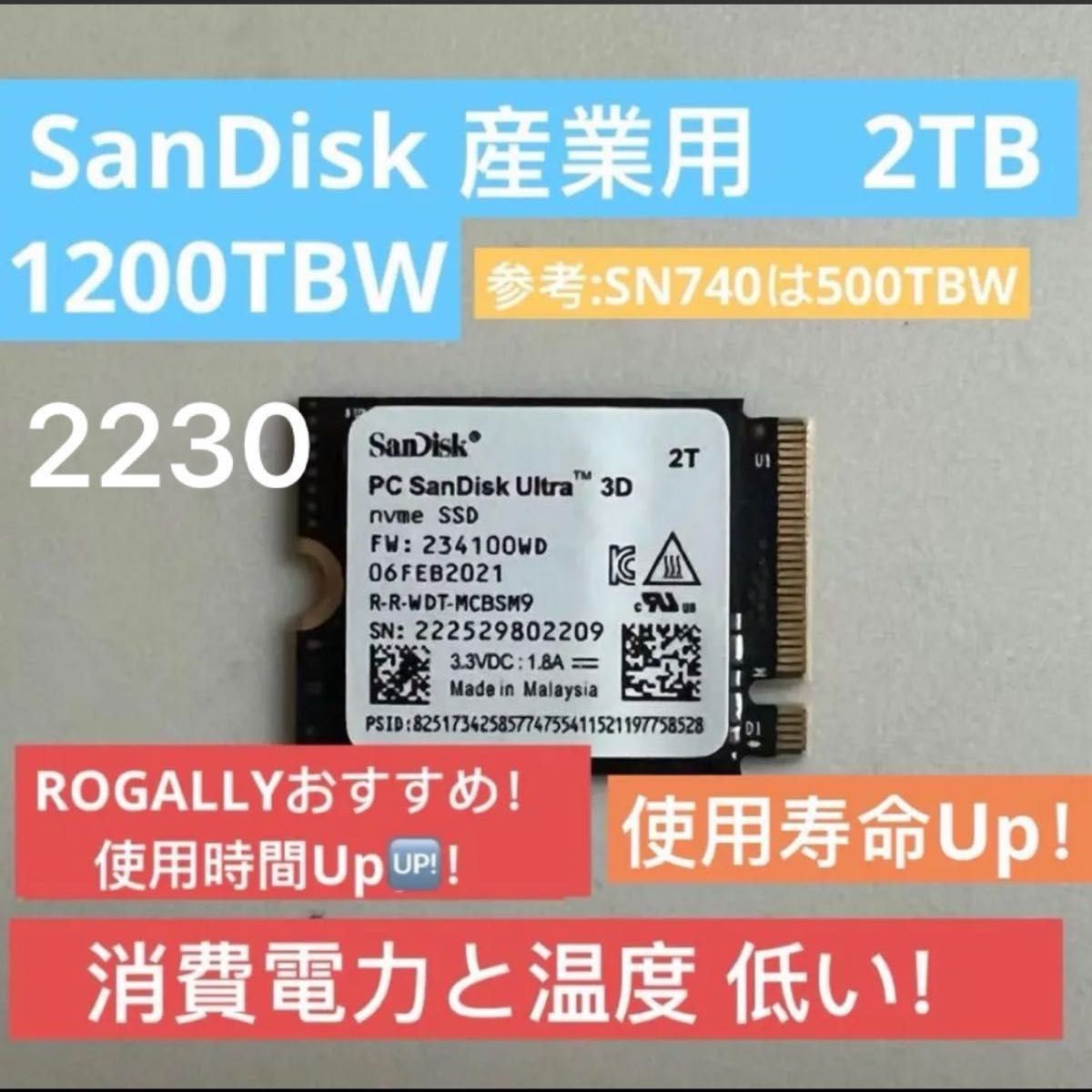 SanDisk 2230 2TB ROGALLY STEAMDECK SN740 ASUS ROG NVME M.2.