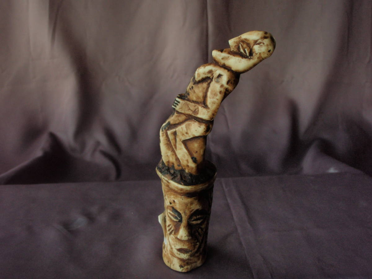 アフリカプリミティブア－ト　ゾウの骨の彫刻　シヤ-マ二ズム　祈祷、祭礼、呪い_画像6