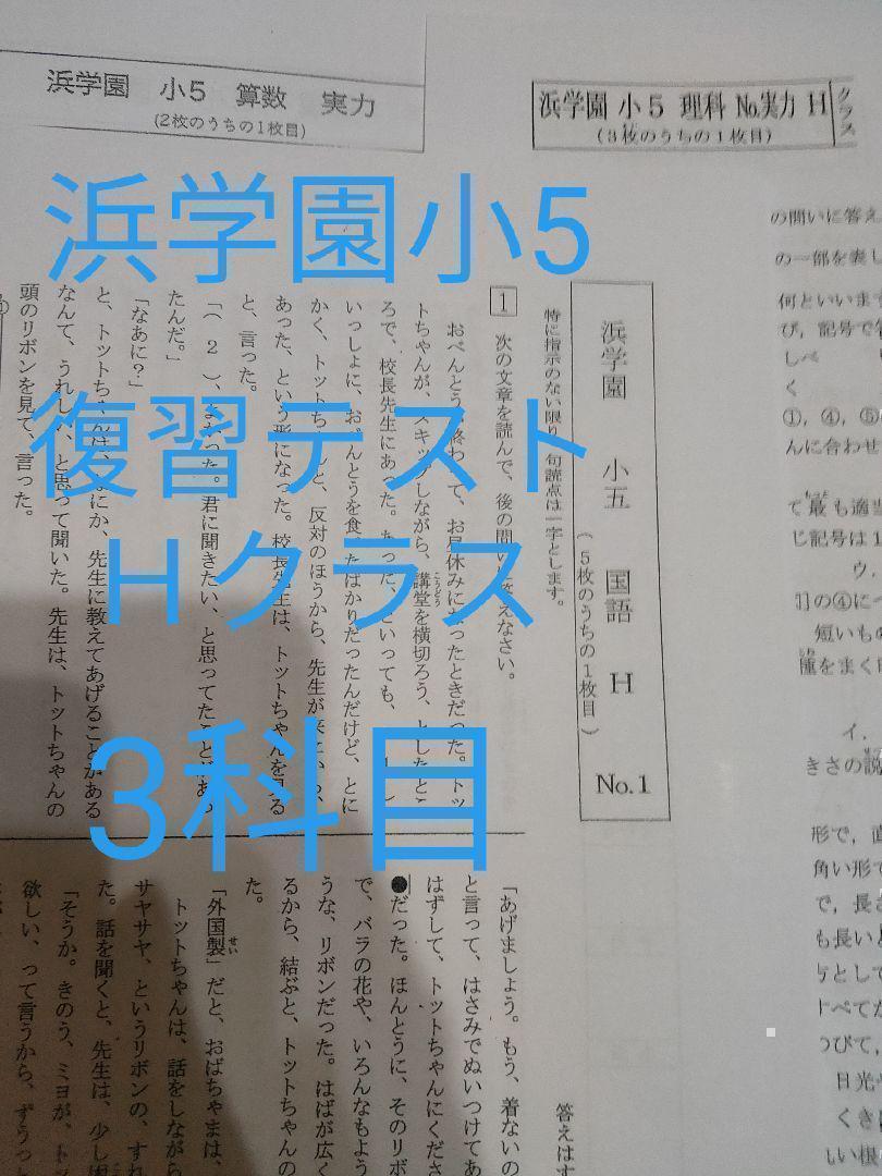 最先端 浜学園 復習テスト 小クラス 3科目 中学受験