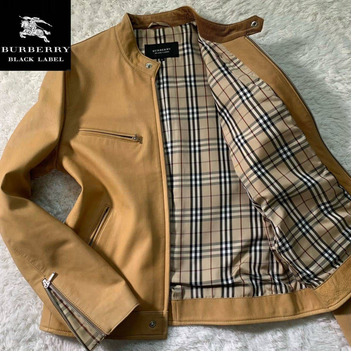 2☆良品 BURBERRY BLACK LABEL ラムレザー ライダースジャケット