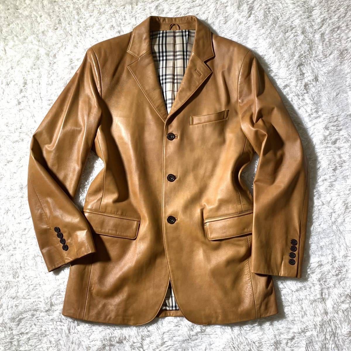 3☆美品 BURBERRY BLACK LABEL ラムレザー テーラードジャケット キャメル系 バーバリーブラックレーベル ノバチェック 総柄 Mサイズ 本革 JChere雅虎拍卖代购 THE BLAZER MAN キャメル ブレザー ジャケット