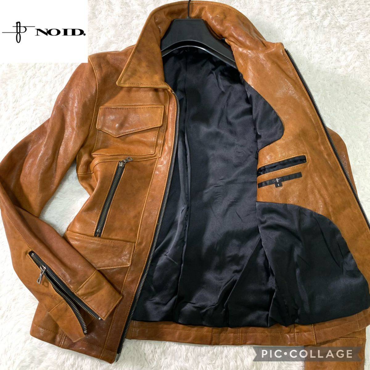 18【NO ID.】ラムレザー ライダースジャケット レザー ジャケット