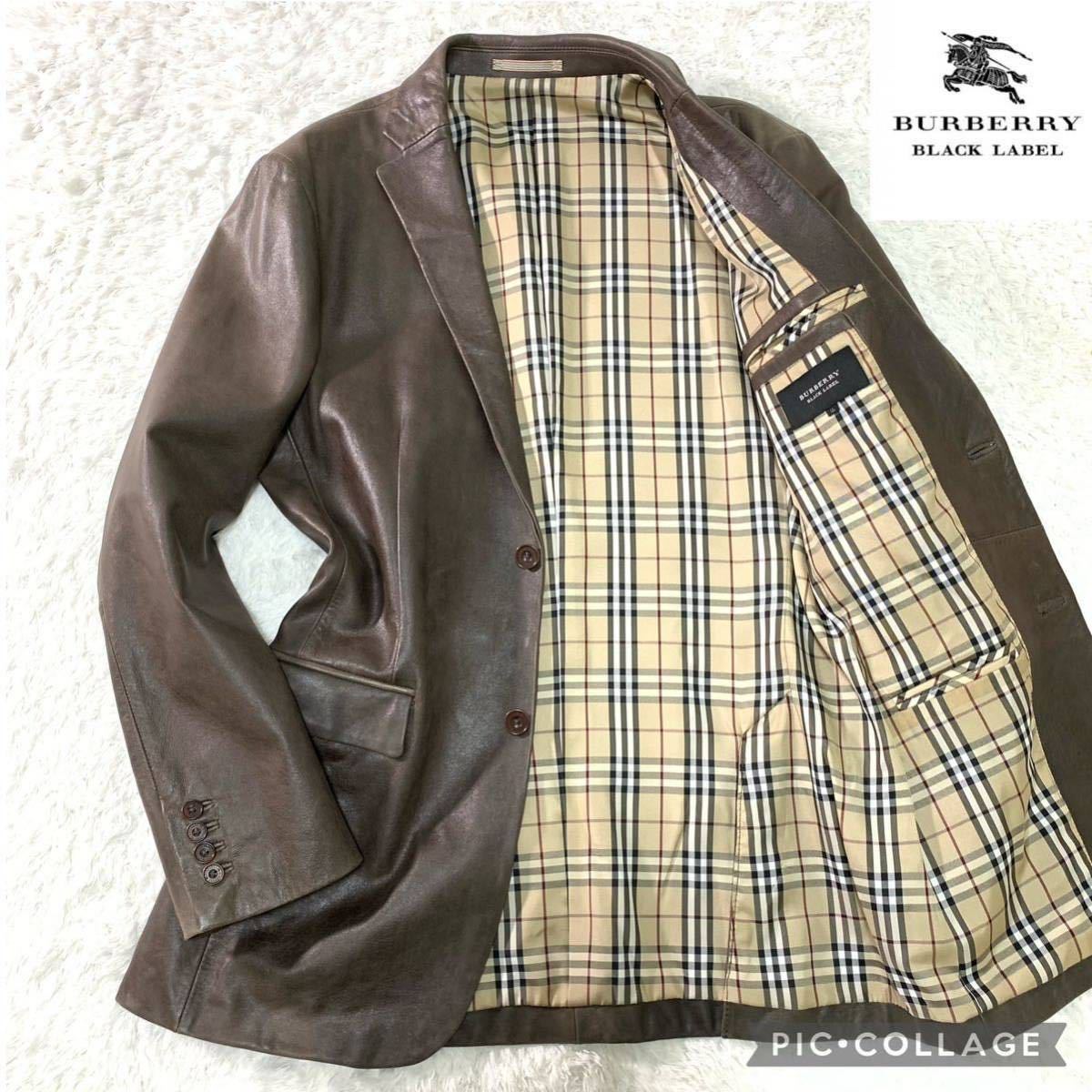 6☆美品【希少・LL】BURBERRY BLACK LABEL ラムレザーテーラード