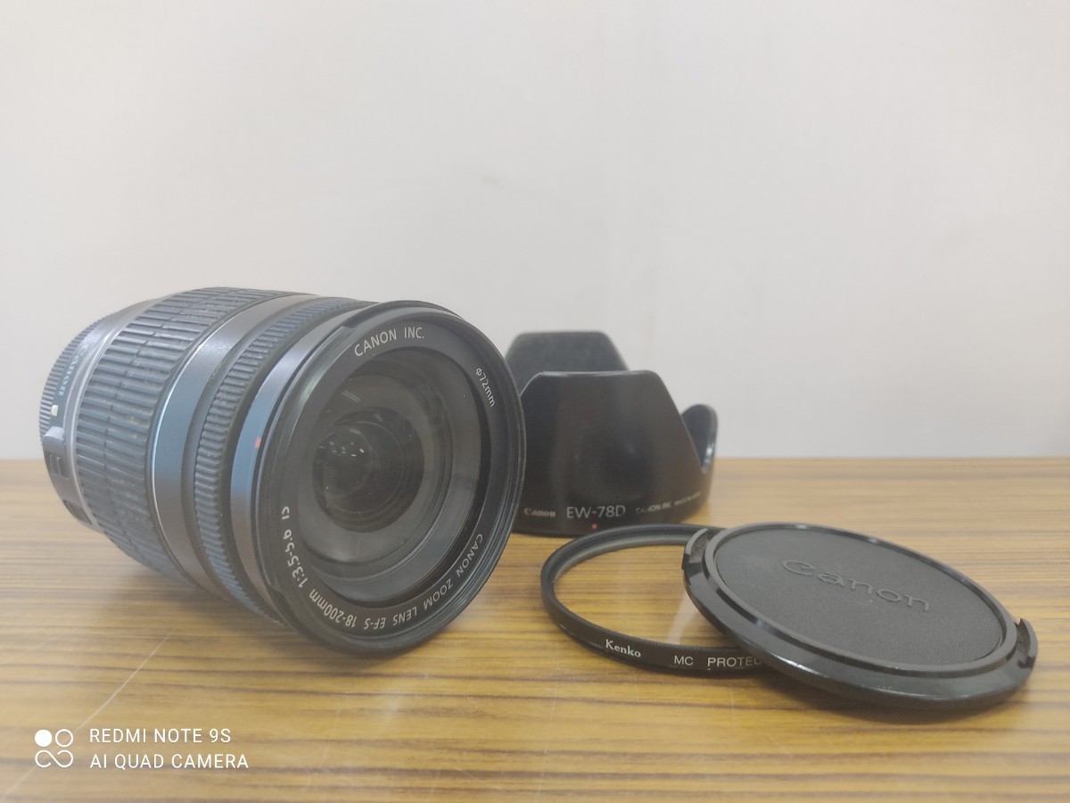 1円スタート Canon EFS 18-200mm F3.5-5.6 IS＆EW-78D カメラレンズ