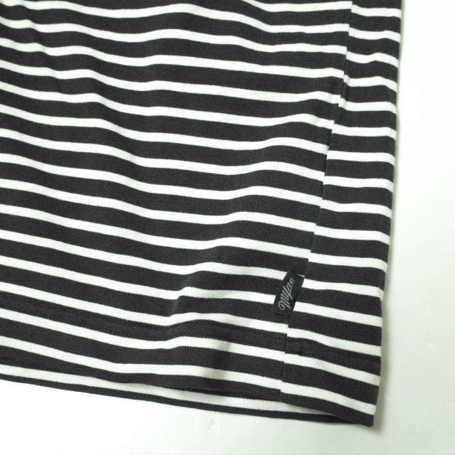 MYNE マイン 日本製 SNATCHER BORDER T-SHIRT ロゴ刺繍ボーダーロングスリーブTシャツ G03LT161 L ブラック ミハラヤスヒロ g11990_画像6