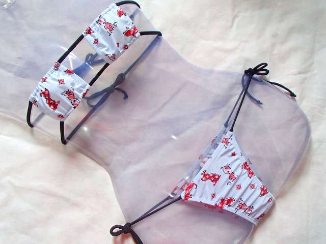 bra42 *[ new goods ] eye obi bikini b radio-controller Lien back lovely one Chan pattern light blue red 124 S *