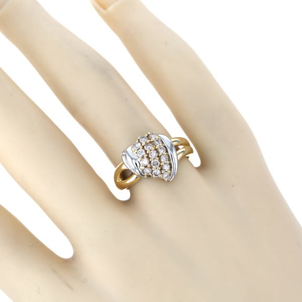おすすめ】 幅広 三列 三角 パヴェ ダイヤモンド0.48ct リング
