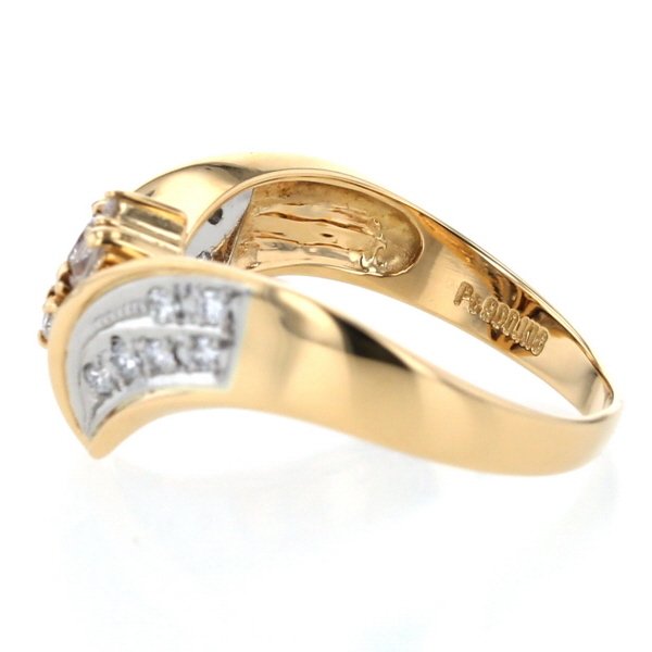 K18YG Pt900 yellow gold platinum ring diamond 0.26ct V character marquee s design ring 14 number [ new goods finish settled ][af][ used ]