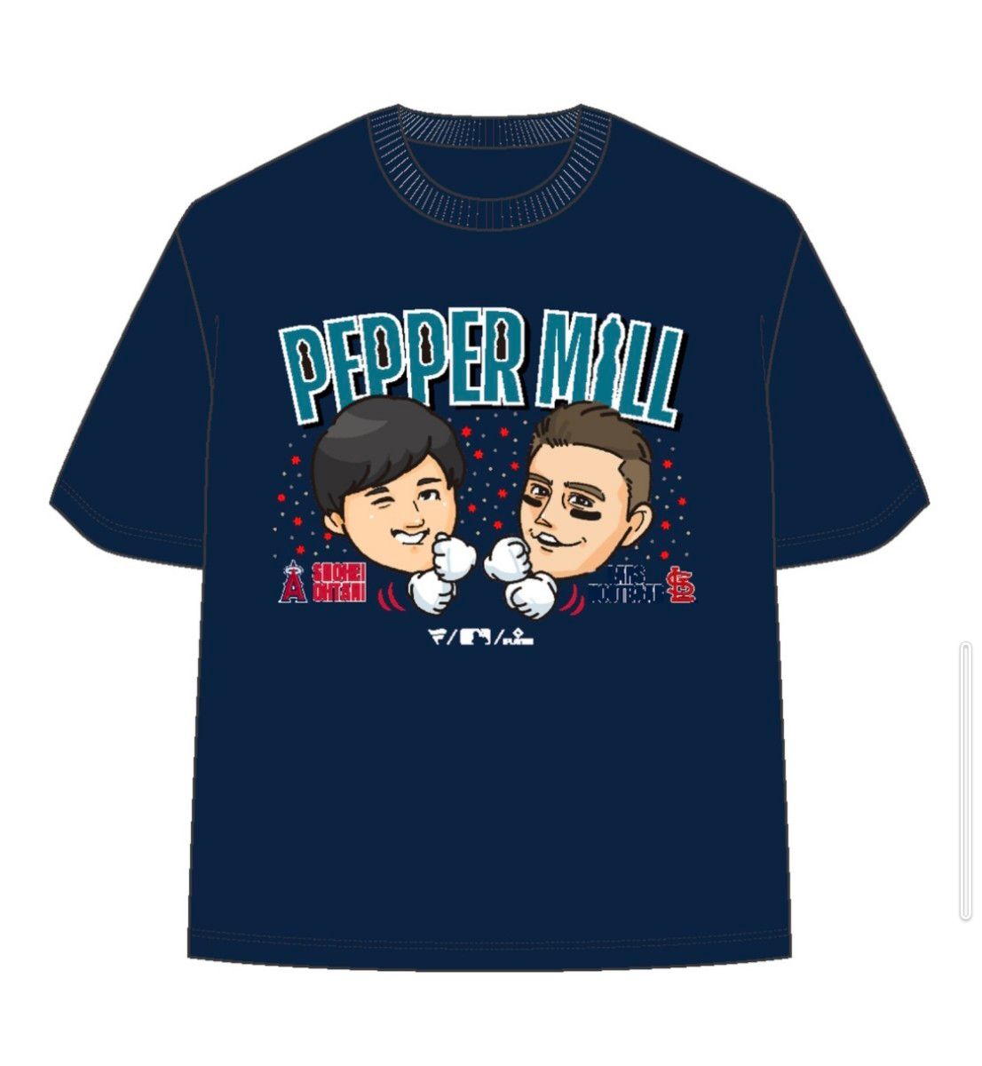 大谷翔平＆ヌートバー イラストTシャツ Lサイズ ネイビー 新品未開封