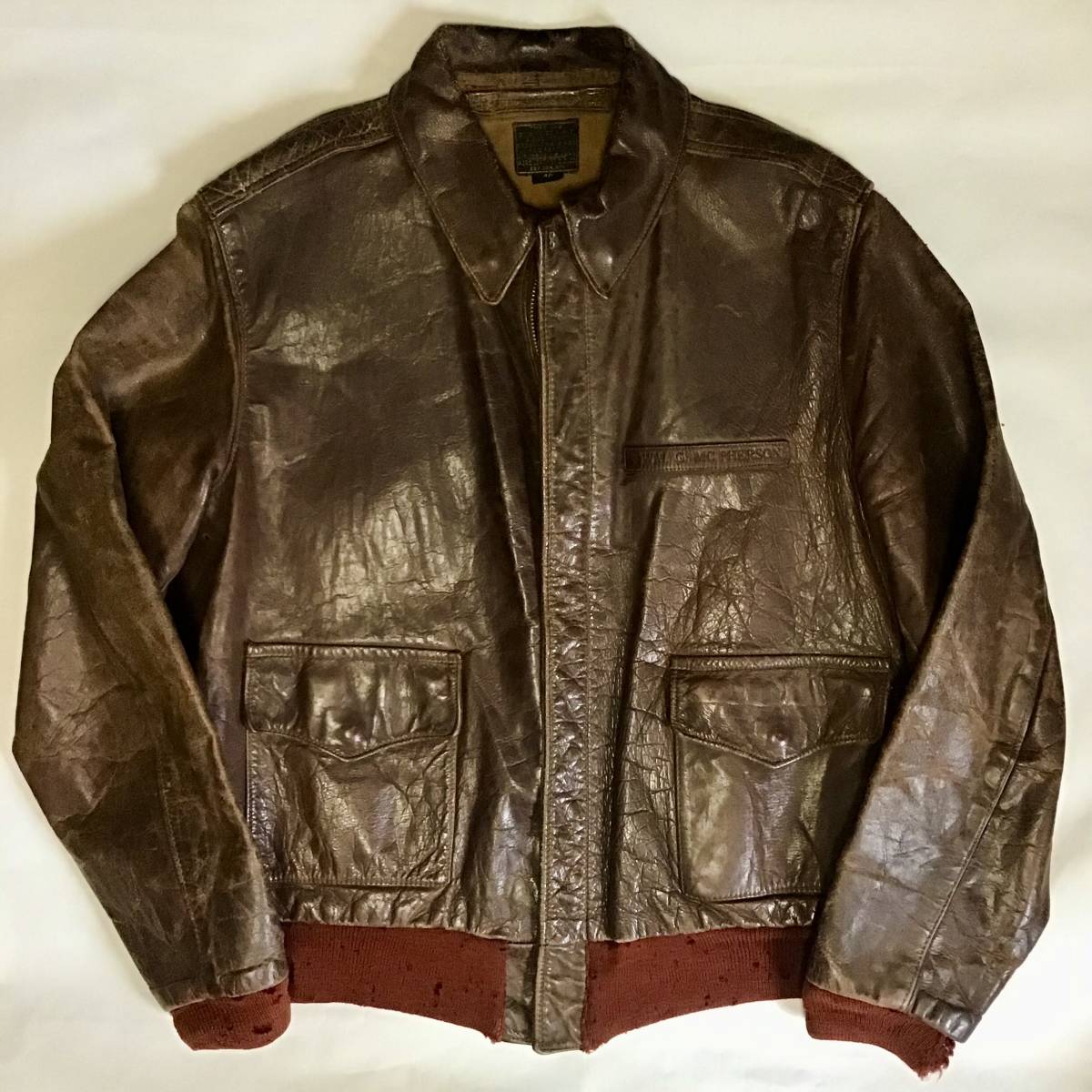 超SPECIAL 実務 幻 赤リブ A-2 Aero Leather 40s WW2 大戦 米軍 USAF AIR FORCE Vintage 実物 フライト 42-15142-P / LEVIS 501 506 507 XX_画像1