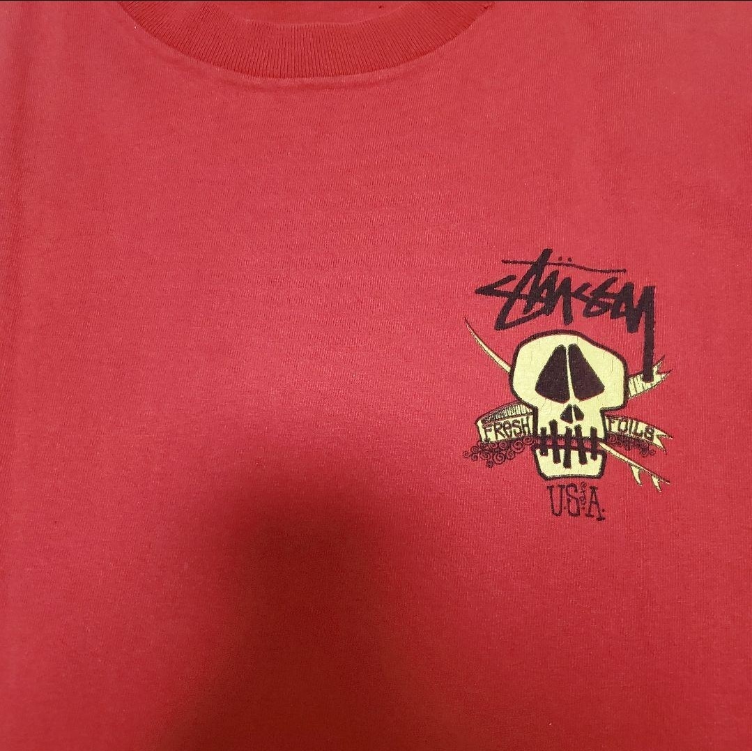 80s STUSSY 黒タグオールドステューシーTシャツ　スカルサーフ柄　L ヴィンテージ_画像8