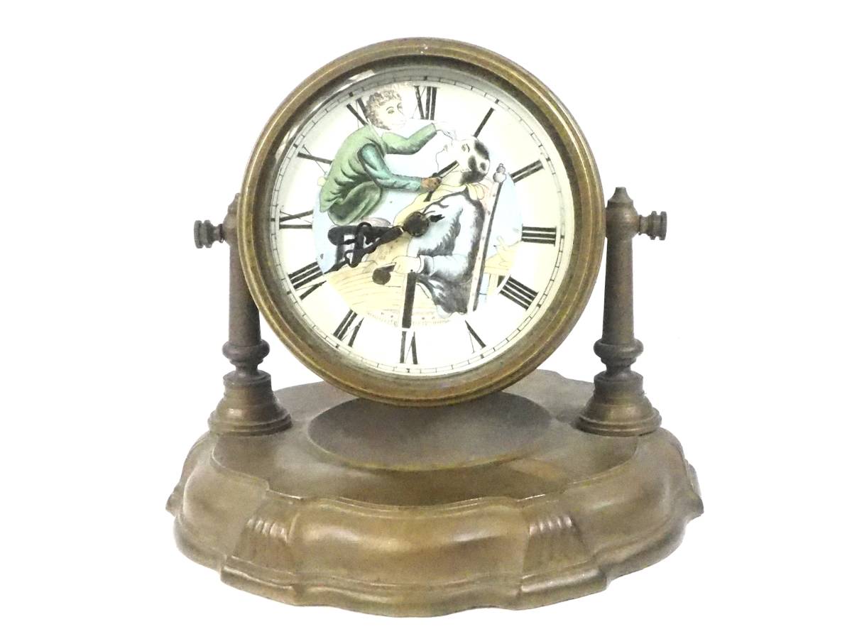 西洋ビンテージ からくり付き美容師時計 デスククロック 卓上時計1950年代 レトロでお洒落なアンティーク調の置時計 ZZZ507