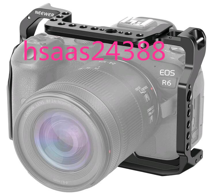 NEEWERカメラケージアルミ製ビデオリグ カメラスタビライザー1/4"と3/8"スレッドコールドシューとレール付き EOS R5R6R5C に対応_画像1