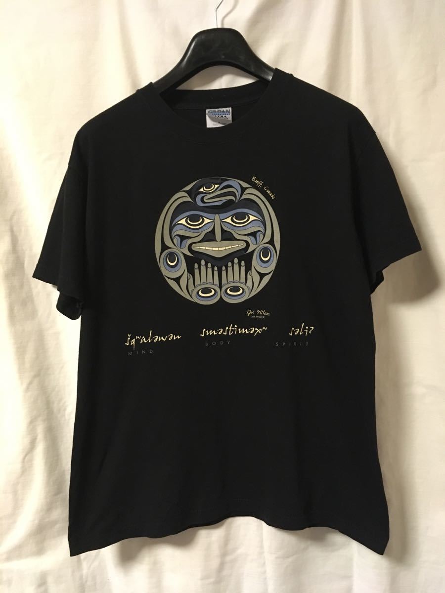 90s JOE WILSON カナダ 先住民 アート タトゥー ビンテージ tシャツ レッチリ カナダ製 gildan ハイダ族 レアの画像1