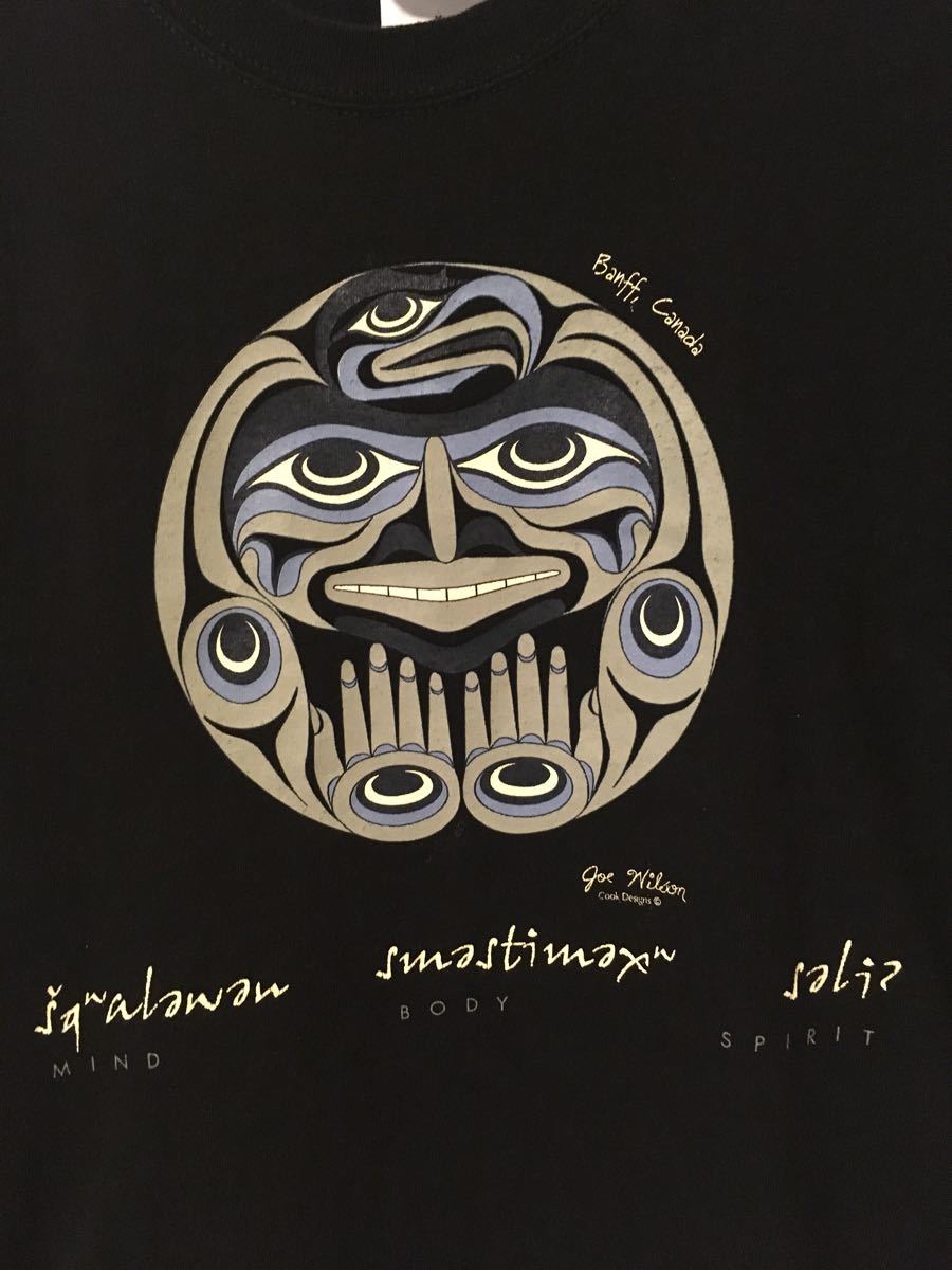 90s JOE WILSON カナダ 先住民 アート タトゥー ビンテージ tシャツ レッチリ カナダ製 gildan ハイダ族 レアの画像2