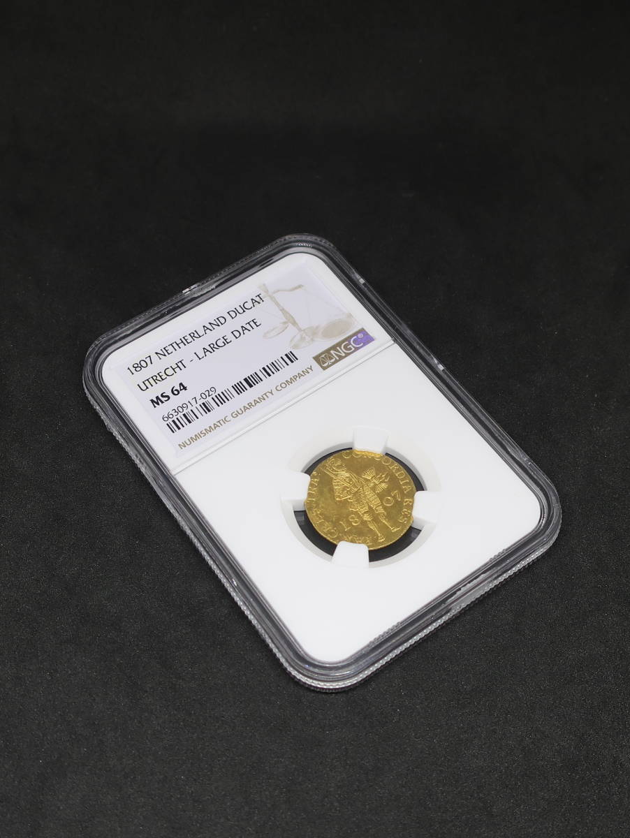 【最高鑑定】 1807 ネーデルラント ダカット金貨 ユトレヒト 鎧の騎士 オランダ MS64 NGC アンティークコイン 実物資産 ハイグレード!!_画像7