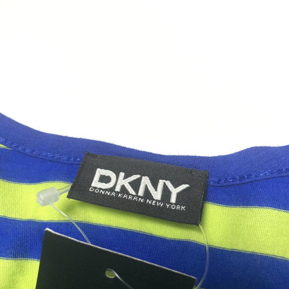 新品◆DKNY◆ボーダータンクトップ ノースリーブ カットソー イエロー ブルー ダナキャラン 黄色 青 タンクトップ ボーダー