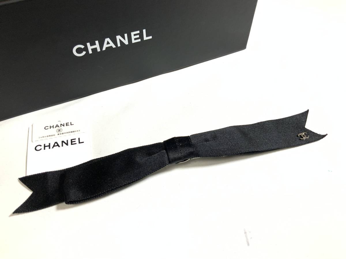 5G2317【本物保証】シャネル リボン バレッタ ヘアクリップ 髪留め ブラック ココマーク ロゴ 21B CHANEL_画像1