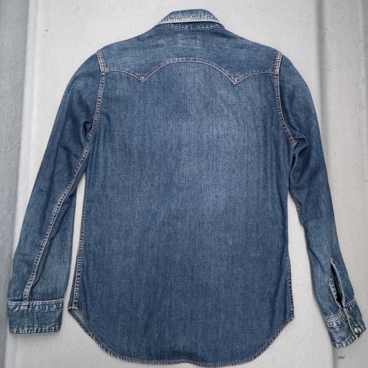  Hollywood Ranch Market BLUE BLUE Denim shirt [1]HRM.... used processing long sleeve shirt men's S turquoise 