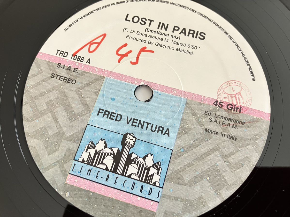【伊Ori】Fred Ventura / Lost In Paris (Emotional Mix,Edit,Lost In Music Mix)12inch TIME-RECORDS ITALY TRD1088 88年Hi-NRG,EUROBEAT_画像5
