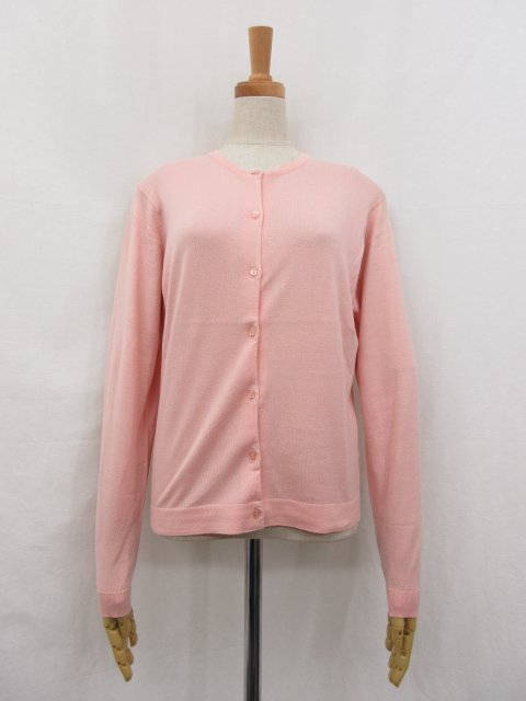 HH美品 【ジョンスメドレー JOHN SMEDLEY】 ハイゲージ 薄手 コットン素材 ニットカーディガン (レディース) sizeS ライトピンク●29LN4953_画像1