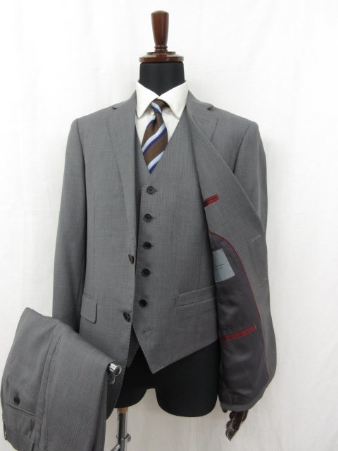 美品 ティノラス メンズティノラス 織 2釦 シングルスーツ グレー M-