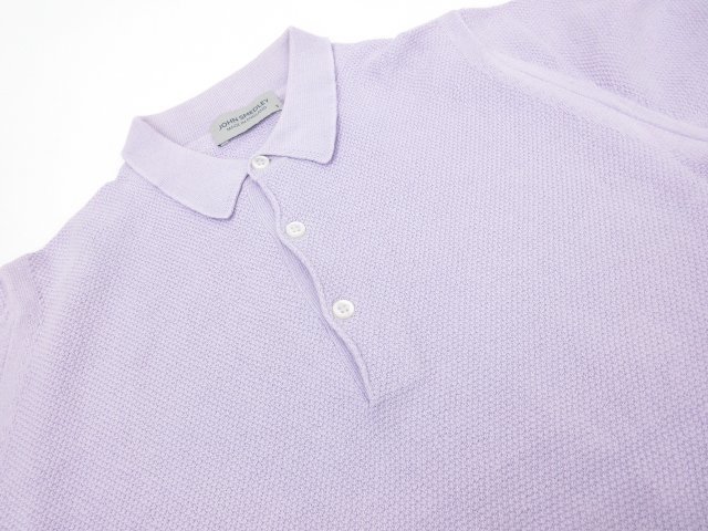 HH 【ジョンスメドレー JOHN SMEDLEY】 コットン ニットポロシャツ (メンズ) sizeS ライトパープル系 ライラック ●5MN4468●の画像6