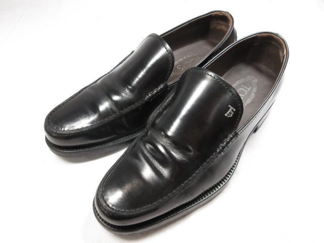 【トッズ TOD'S】 ワンポイントロゴ ローファー スリッポン 紳士靴 (メンズ) size6 ブラック ●18MZA3299●