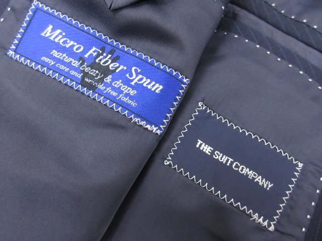 HH美品 【スーツカンパニー THE SUIT COMPANY】 シングル2ボタン 濃紺 スーツ (メンズ) size160cm-6Drop ネイビー ストライプ柄●27RMS5896_画像9