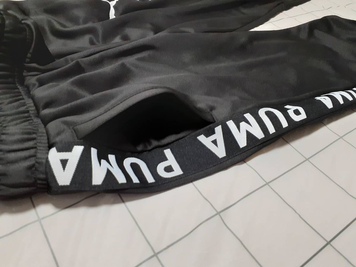 PUMA プーマ ジャージ ロングパンツ size M ブラック 美品 ロゴ刺繍