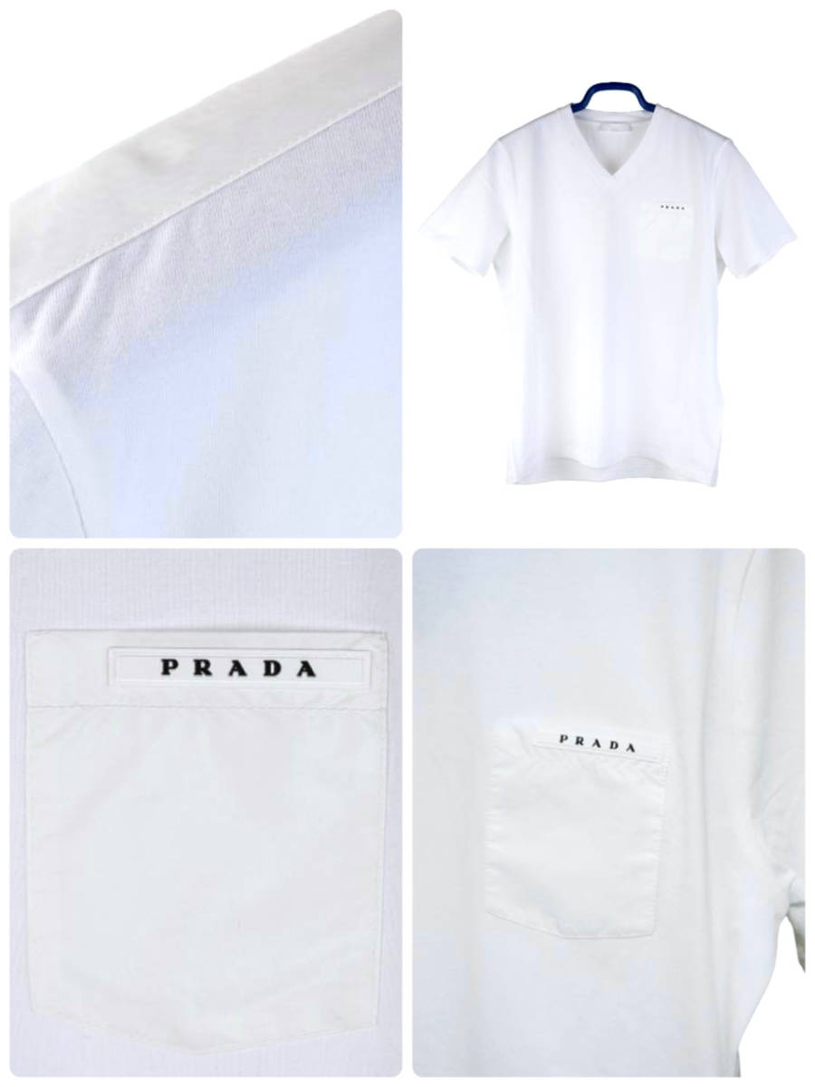 美品！◎送料込み■14万円【PRADAロゴ】Tシャツ【プラダ】最高級【白】2021年モデル◎ポロシャツ レザー ジーンズ チノ ジャケット メンズ _画像8