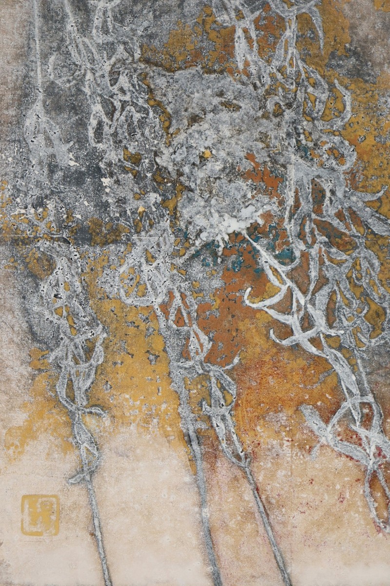 真作 新家陽子 2011年日本画「冬姿」画寸 24cm×33cm 4号 愛知県出身 美術教室主宰 独特の世界観で描く見事な作品 7714_画像4